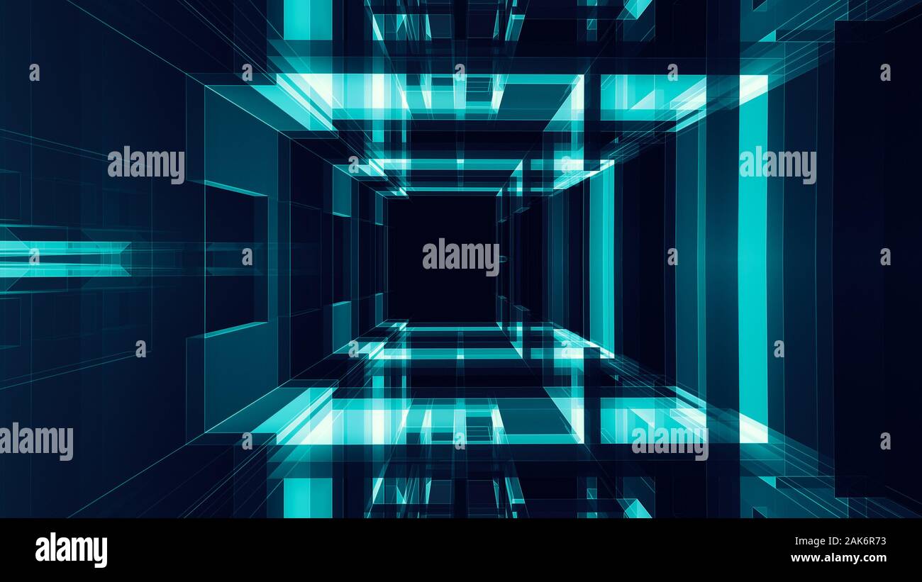 Blue glow black color transparent glass abstract background. 3d ...