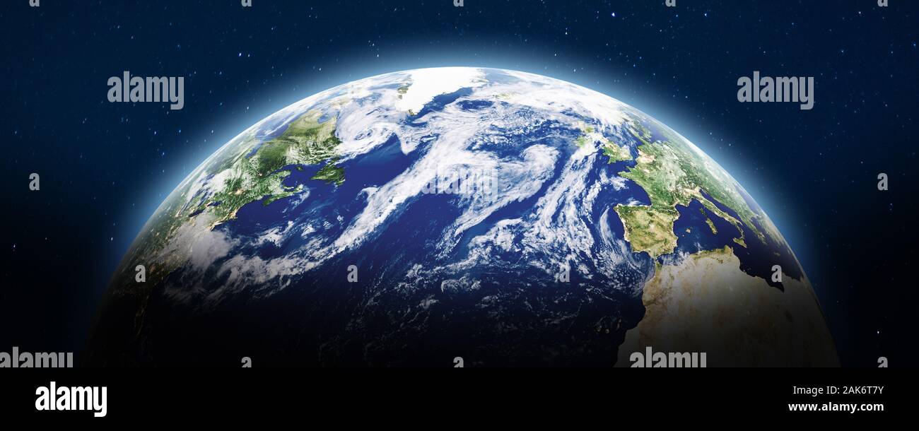 Planet Earth panoramic. Elements of this image furnished by NASA. 3d