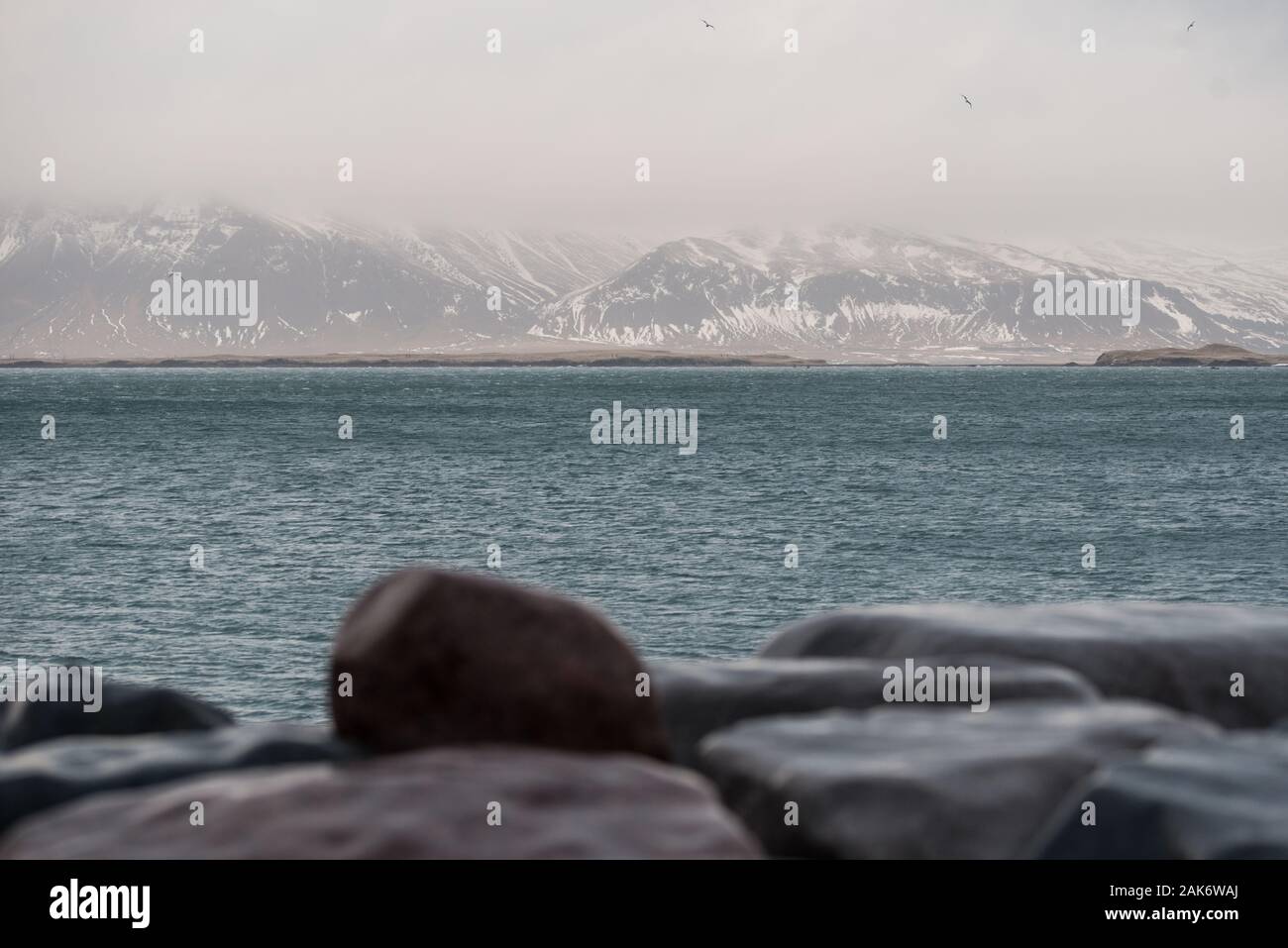 Landscape of mountains sourrounding Reykjavik, Iceland, january 2020 Stock Photo