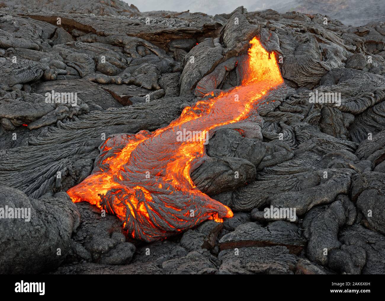 Hot Magma Of An Active Lava Flow Emerges From A Fissure The Heat Of 