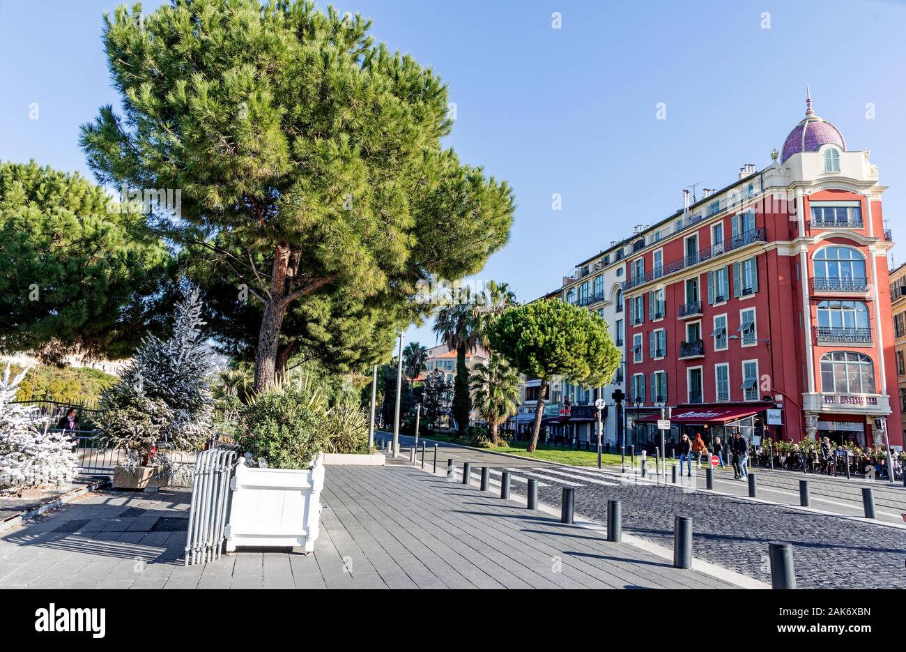 Tram Lines and Architecture in Place Massena Nice France Stock Photo