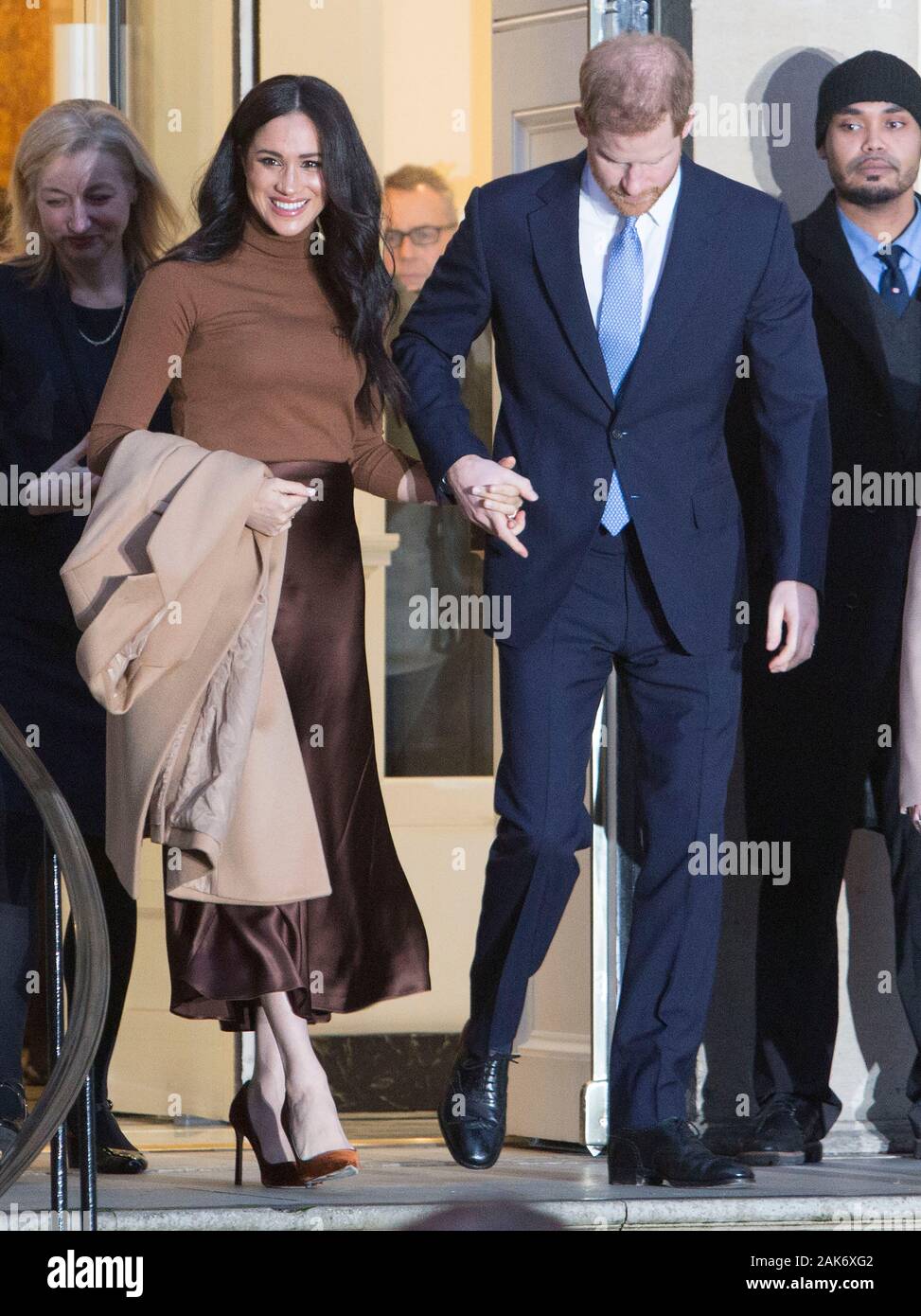 The Duke AND duchess of Sussex attend Canada House on Tuesday the 7th of January © Joshua Bratt. 07/01/2020. London, UK. Stock Photo