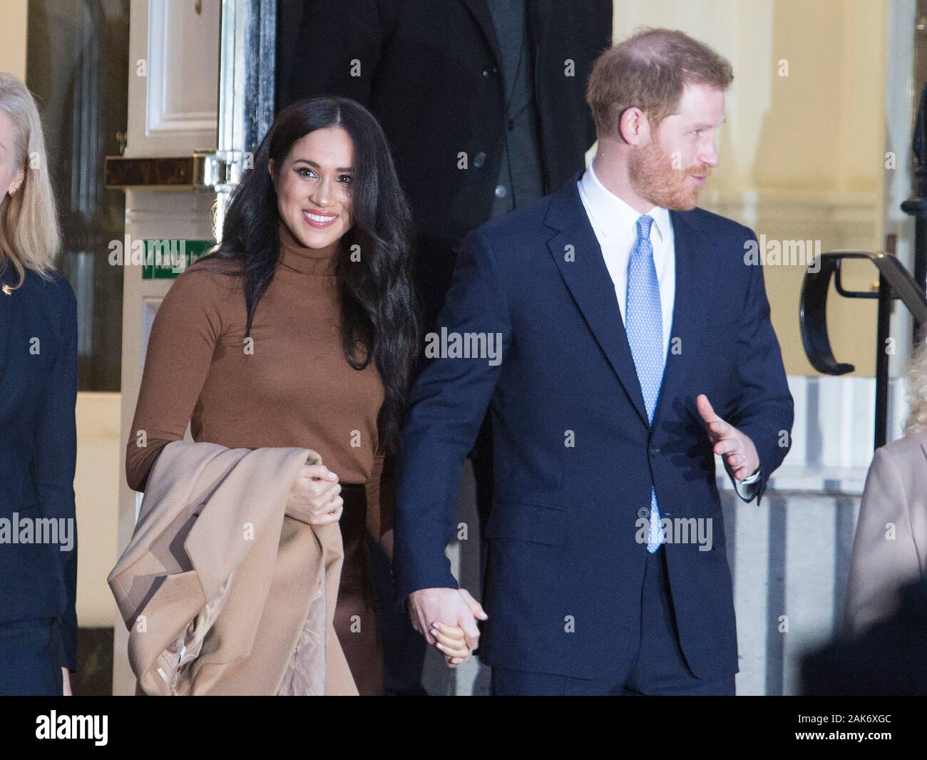 The Duke AND duchess of Sussex attend Canada House on Tuesday the 7th of January © Joshua Bratt. 07/01/2020. London, UK. Stock Photo