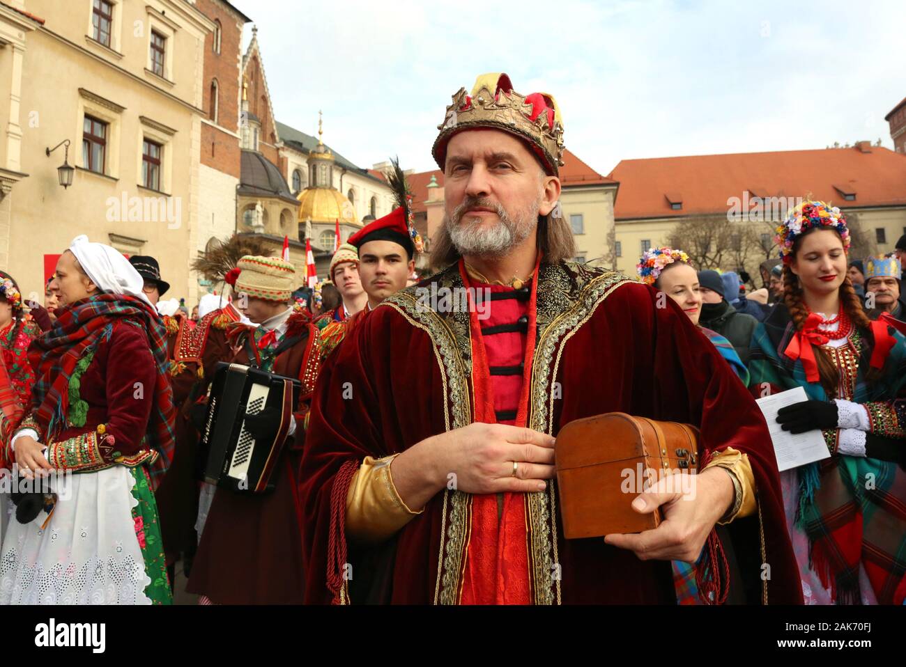 Cracow. Krakow. Poland.The Procession of the Magi - the catholic Feast of the Epiphany called "Trzech Kroli" (Three Kings). Stock Photo