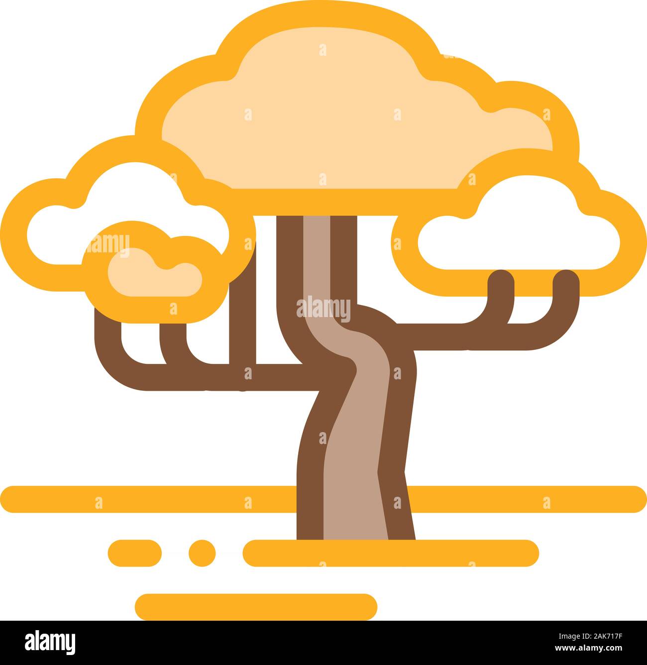 Savanna Tree Icon Vector Outline Illustration Stock Vector