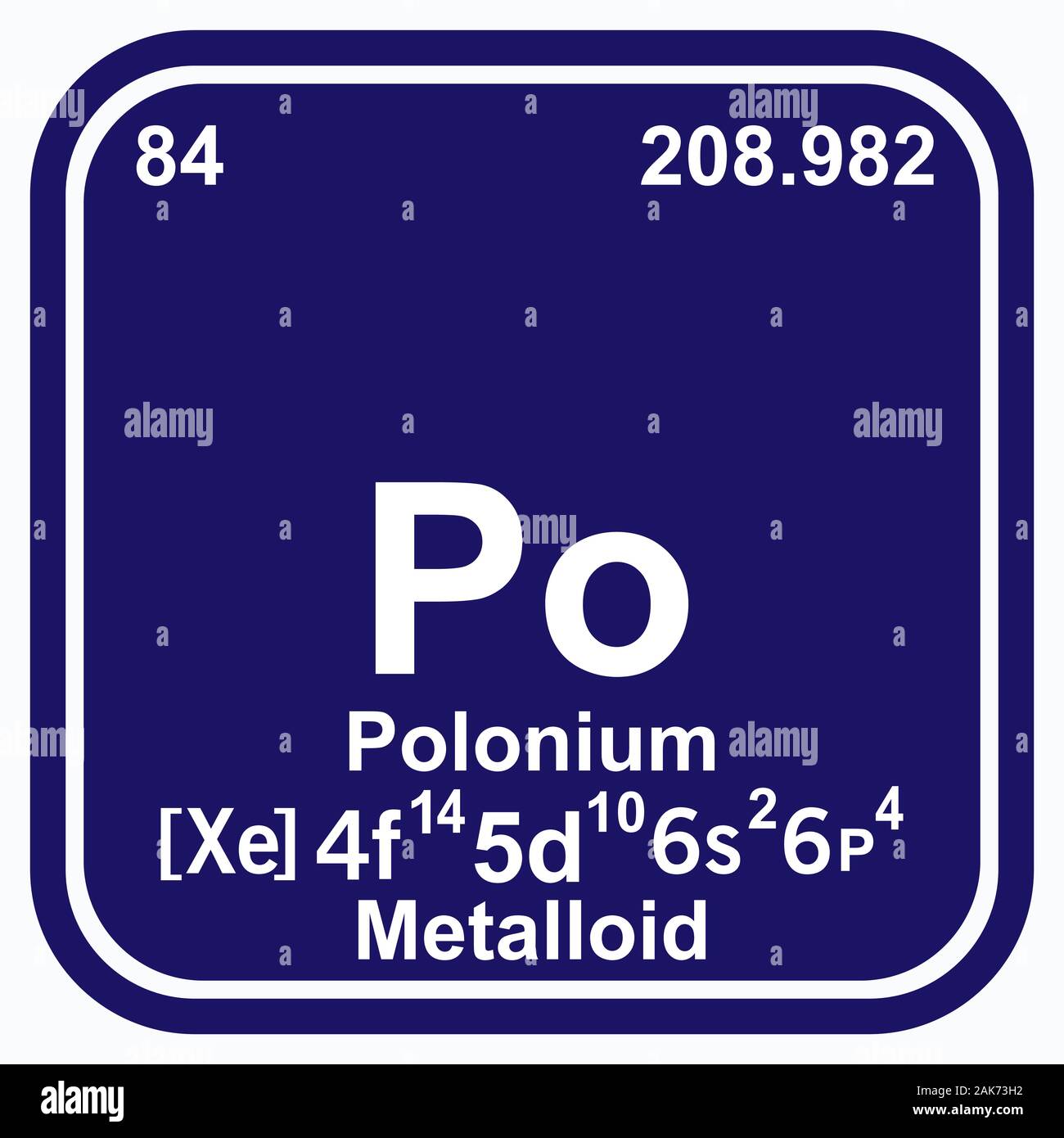 Polonium Periodic Table of the Elements Vector illustration eps 10 Stock Vector