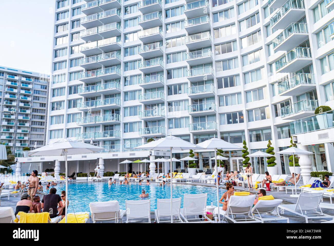 Miami Beach Florida,Mondrian South Beach,hotel,swimming pool,guests,FL100612026 Stock Photo