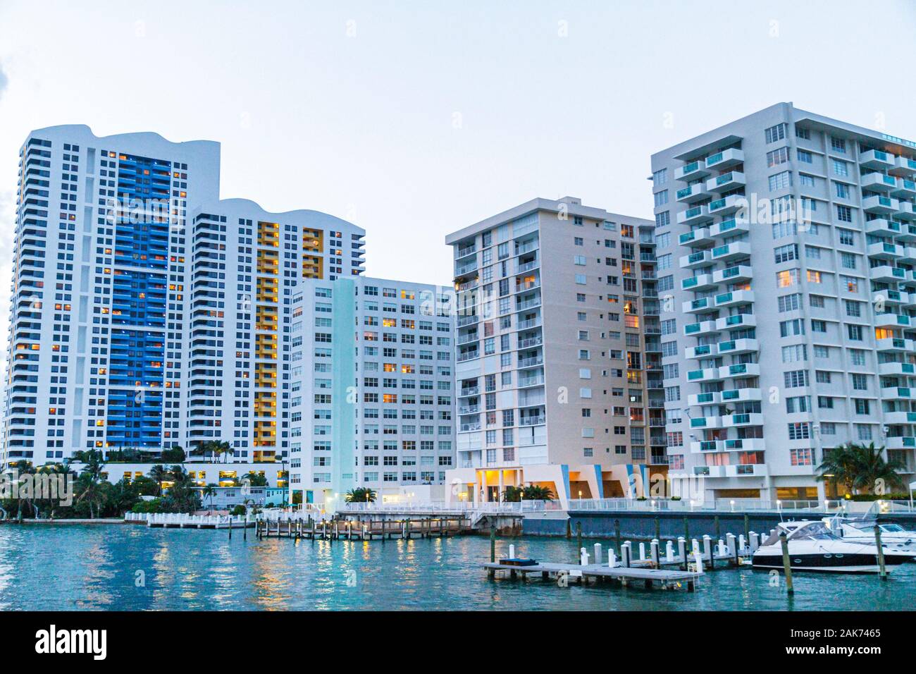 Miami Beach Florida,Biscayne Bay water,West Avenue,high rise skyscraper ...