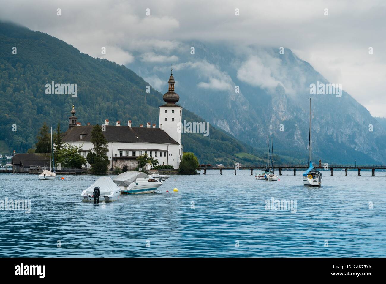 Gmunden is a scenic town of the Austrian Alps located in the upper Austria. Perfect holiday destination for an adventure in Europe. Tourism in Austria Stock Photo