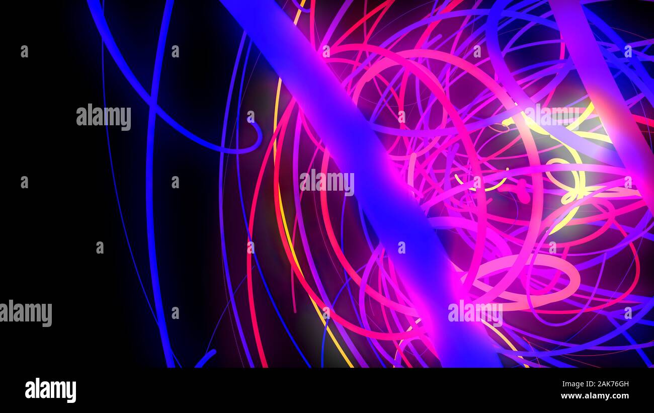 The mess tangling of the neon lines. It,s without direction Stock Photo ...