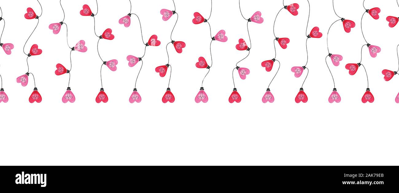Bright Valentine's Day Holiday Intertwined Heart Shape String Hanging  Lights on White Background Vector Seamless Horizontal Border Pattern. Cute  Festi Stock Vector Image & Art - Alamy