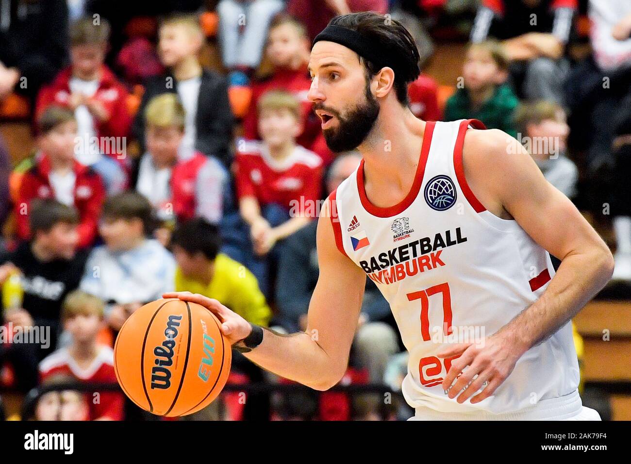 Nymburk, Czech Republic. 07th Jan, 2020. Vojtech Hruban of Nymburk in  action during the men's basketball