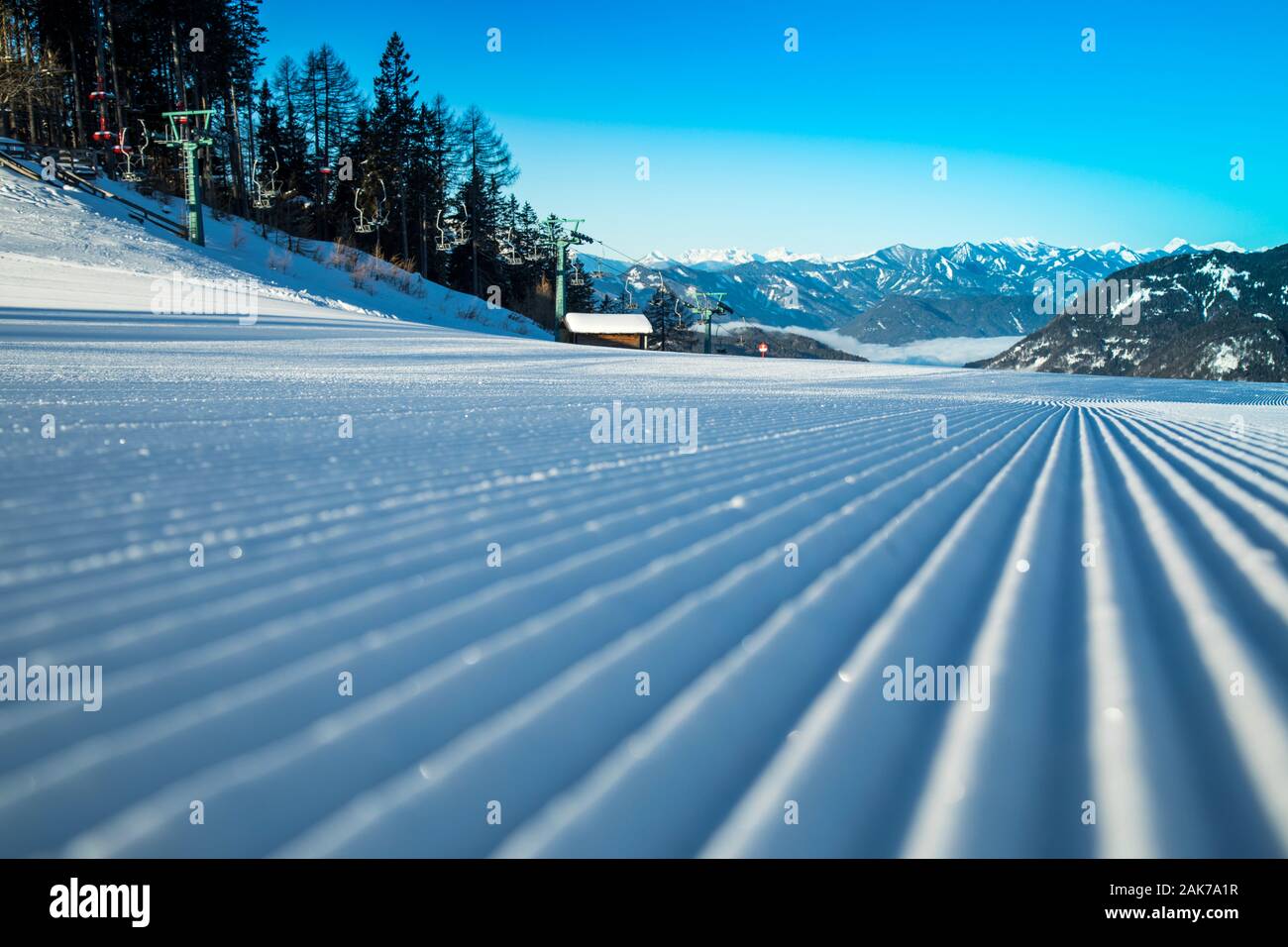 Winter mountains panorama with ski slope Stock Photo - Alamy
