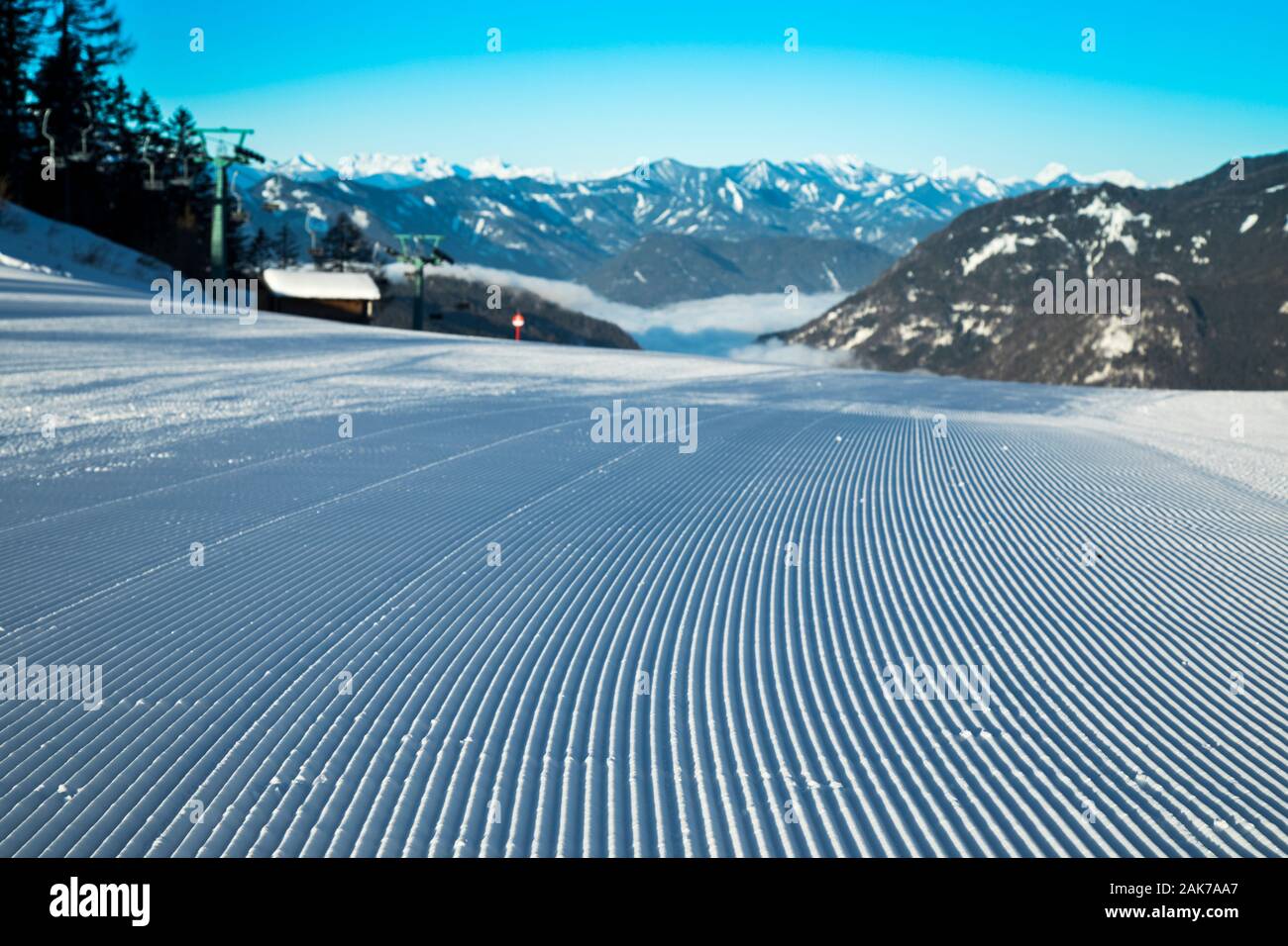 Winter mountains panorama with ski slope Stock Photo - Alamy