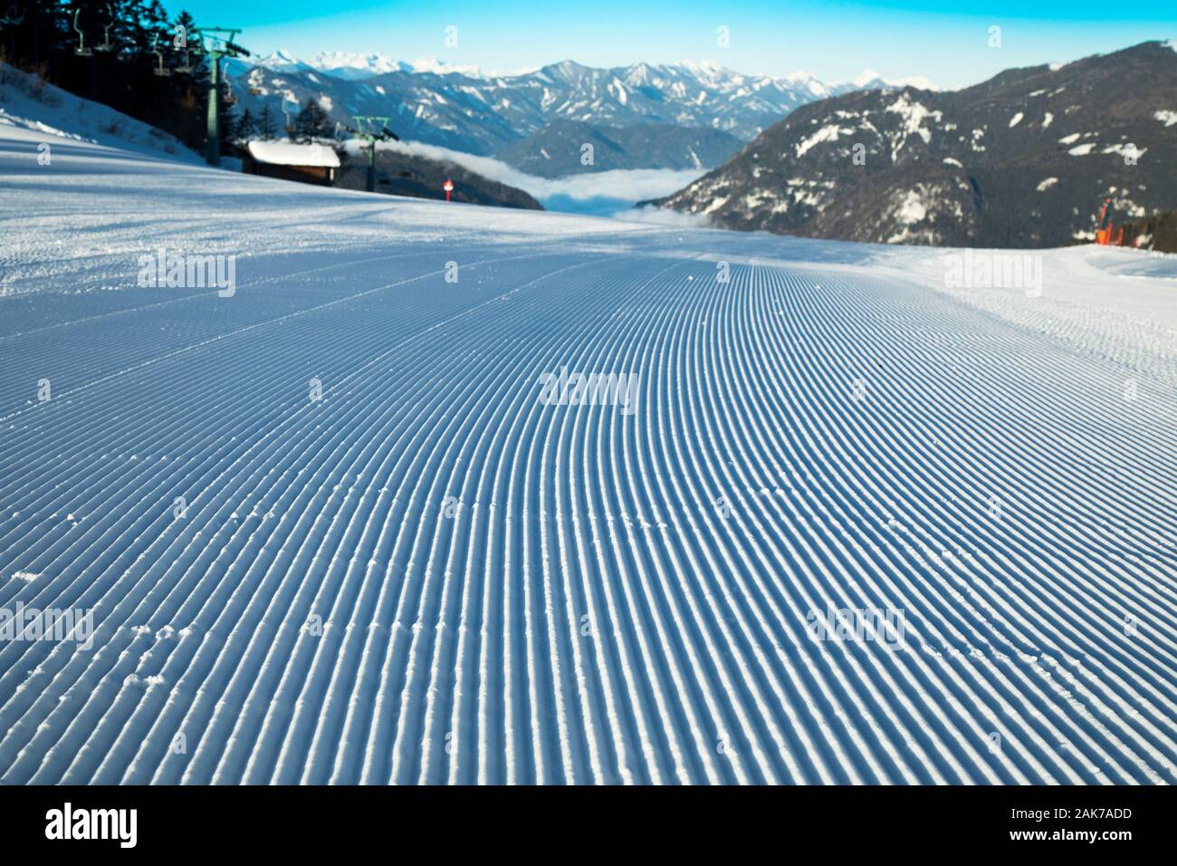 Winter mountains panorama with ski slope Stock Photo - Alamy
