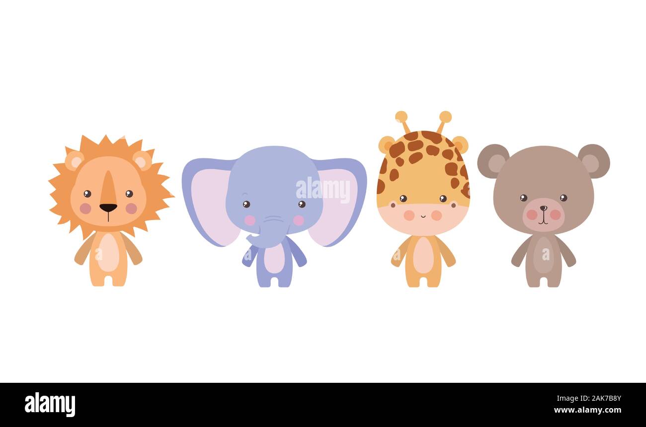 Elephant lion giraffe and bear cartoon vector design Stock Vector Image &  Art - Alamy