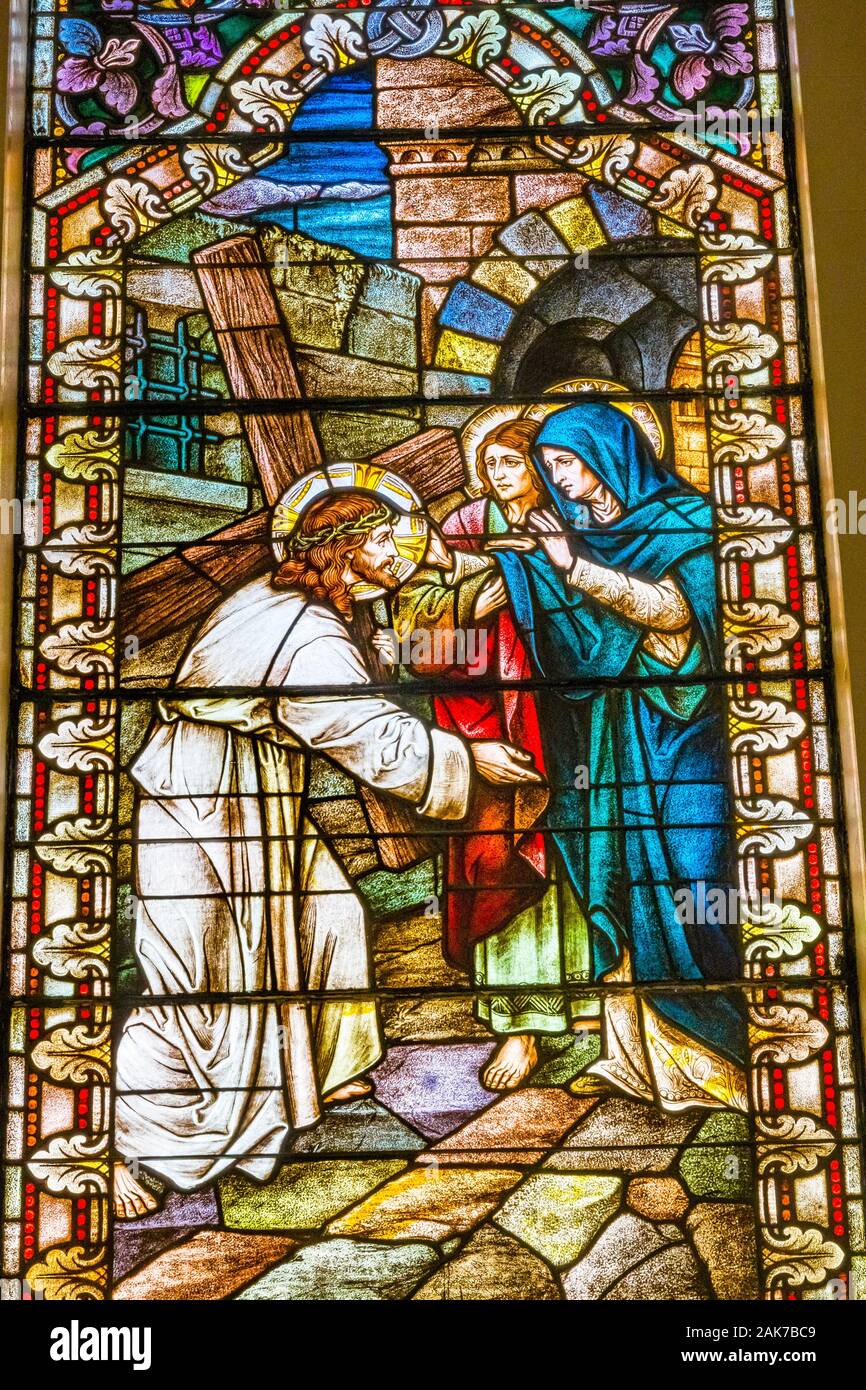 Jesus Christ Carrying Cross Virgin Mary Stained Glass Saint Mary s 