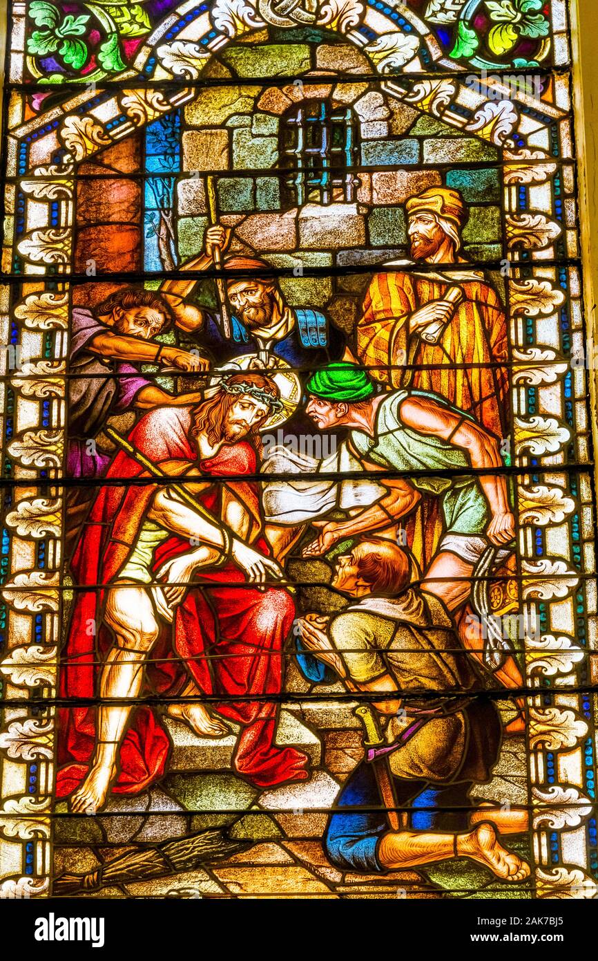 Romans Mocking Jesus Christ Stained Glass Saint Mary's Catholic Church