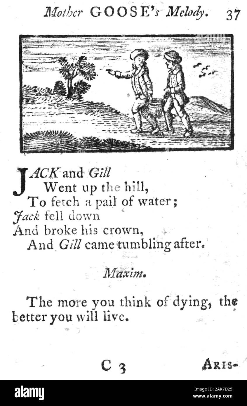 JACK AND JILL nursery rhyme in a 1791 book Stock Photo