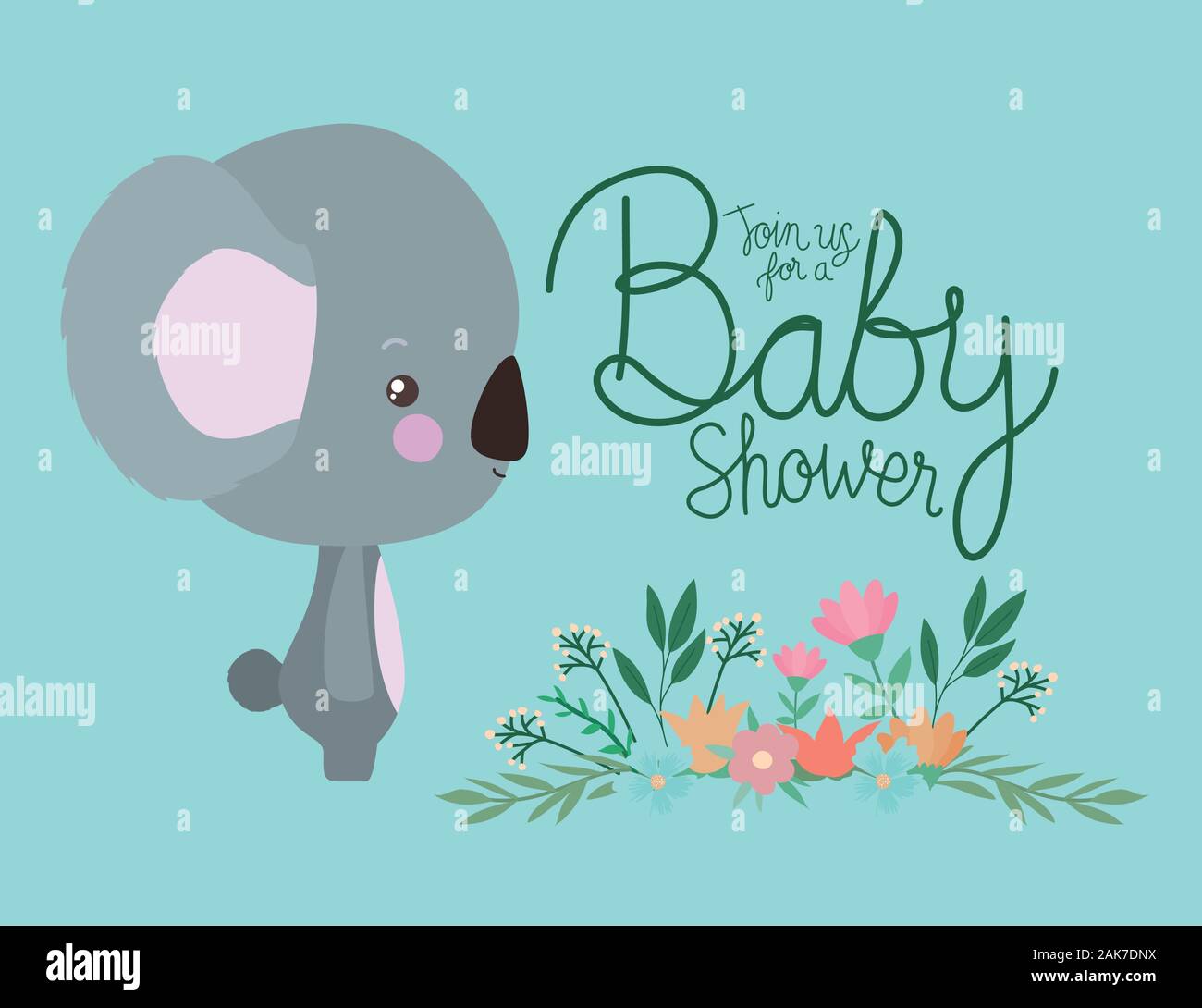 Baby shower invitation with koala cartoon vector design Stock Vector ...