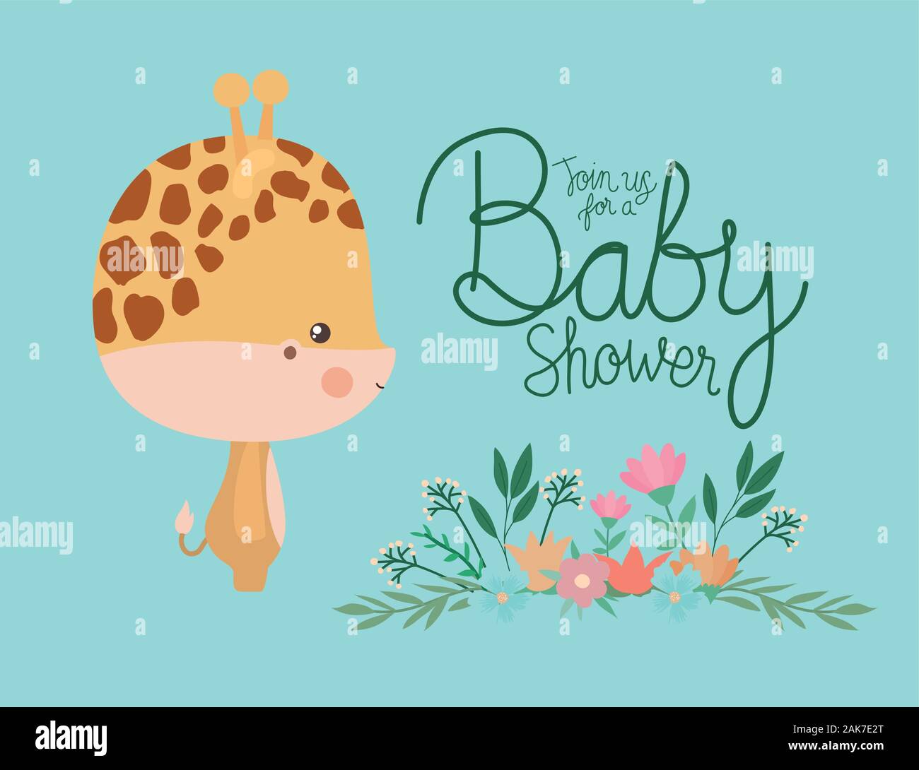 Baby shower invitation with giraffe cartoon vector design Stock Vector ...