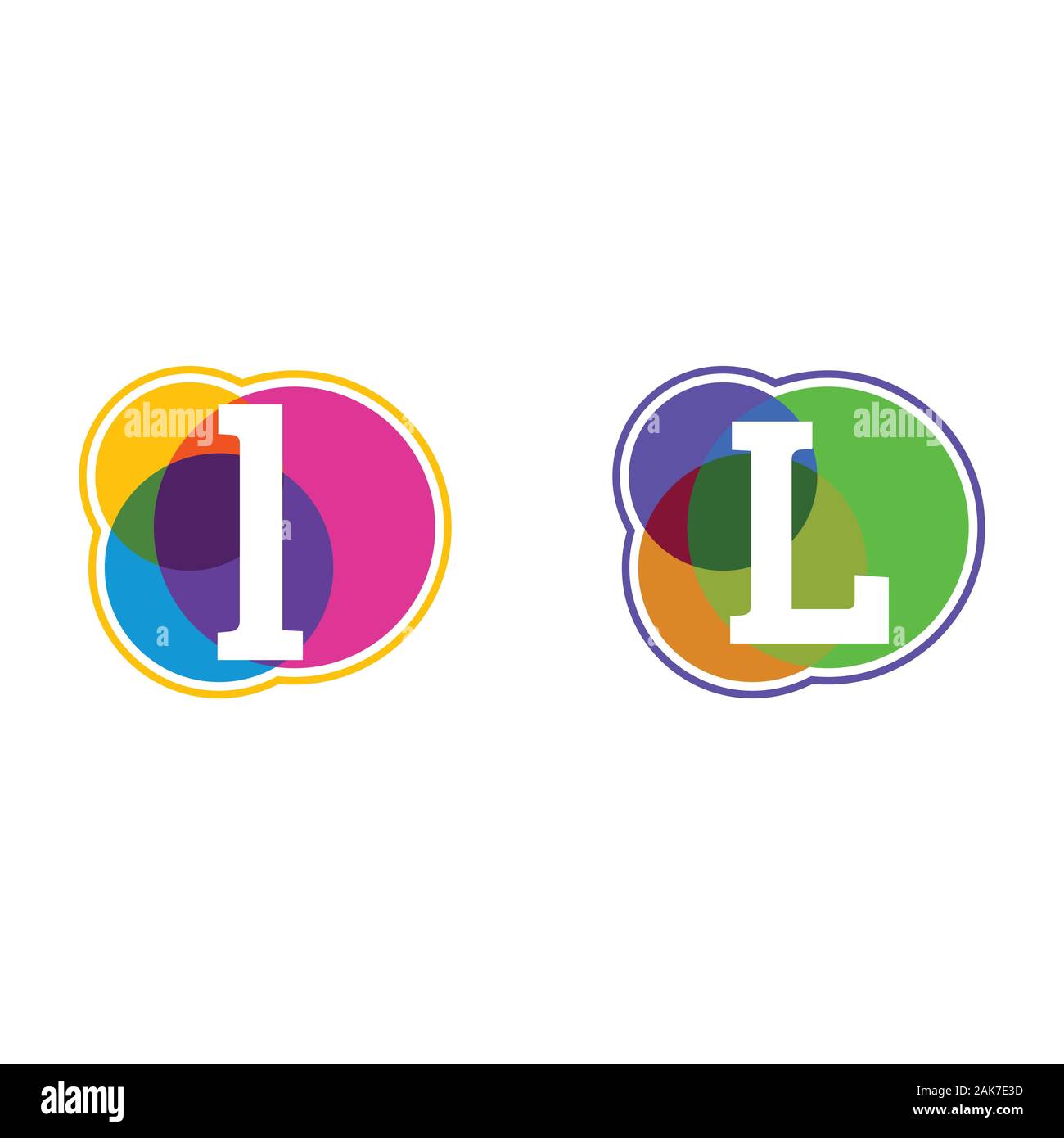 set of colorful icons, letter logo, Letter LOGO in colorful circle. Stock Vector