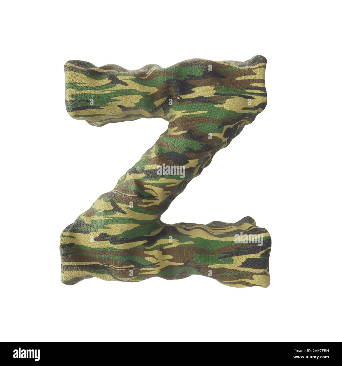 Camouflage english alphabets font texture - 3D Render Image Stock Photo