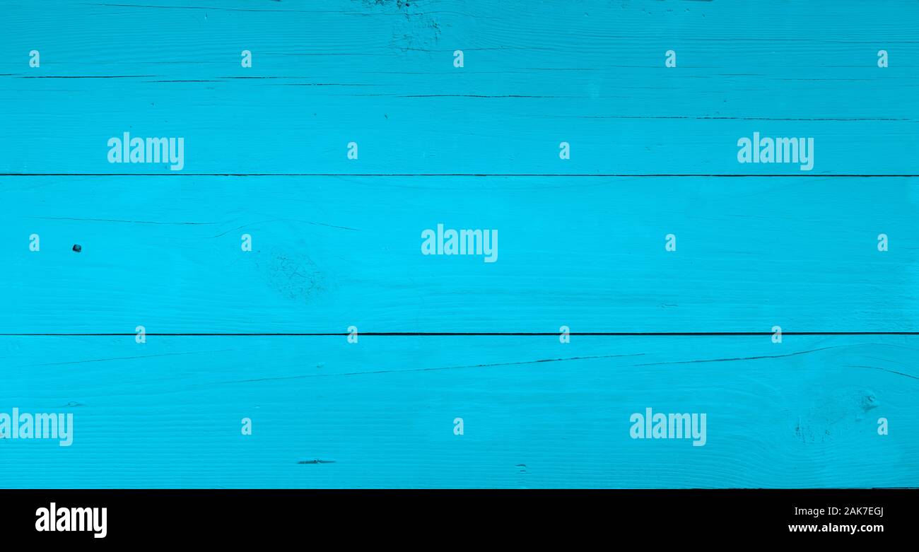 Turquoise old wooden plank panoramic background Stock Photo