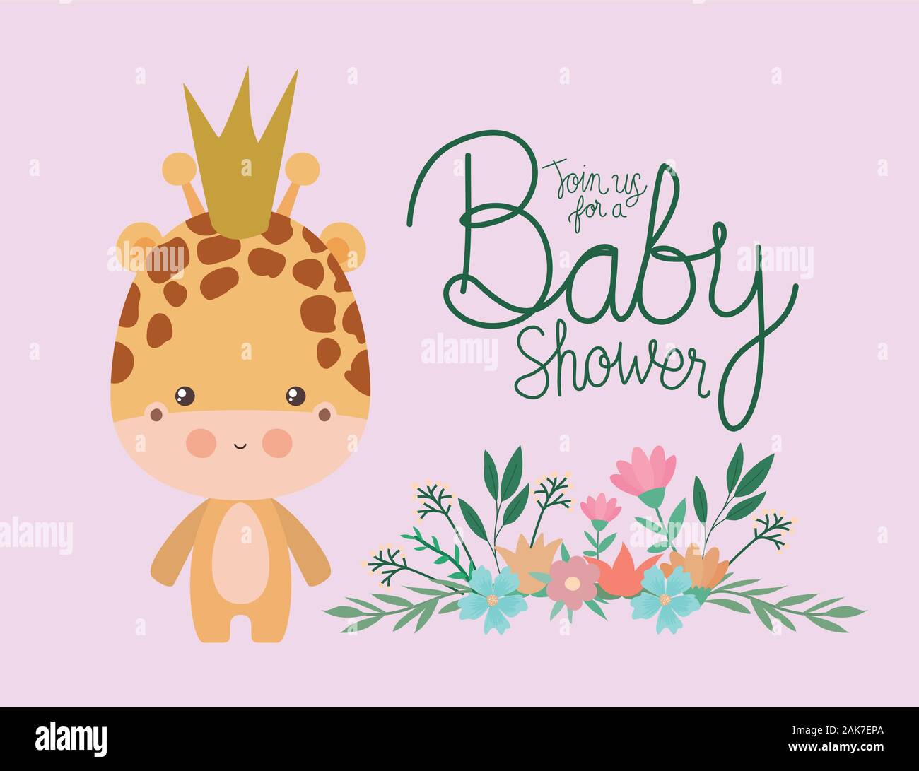 Baby shower invitation with giraffe cartoon vector design Stock Vector ...