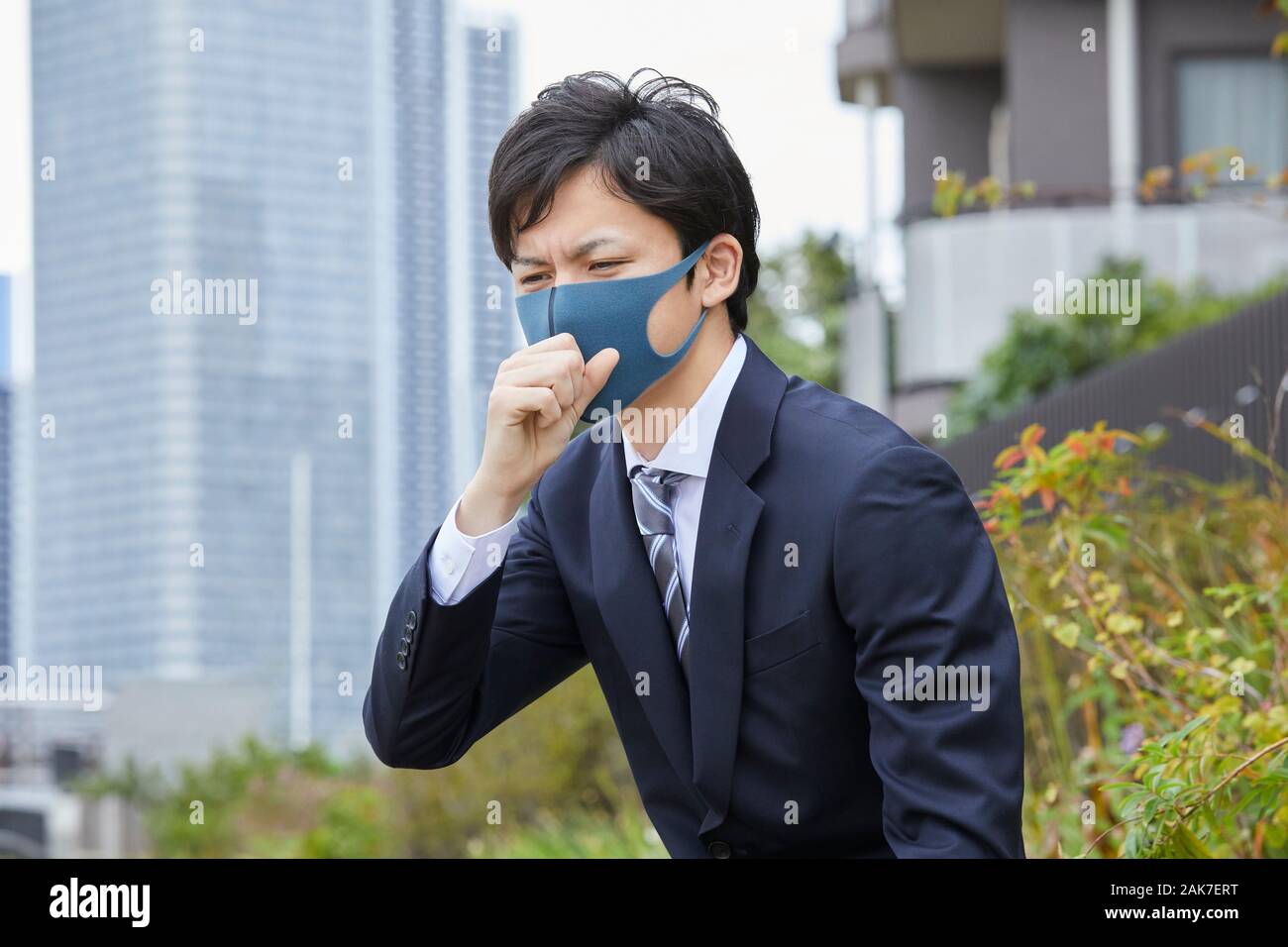 Japanese Man Wearing Mask Stock Photo Alamy