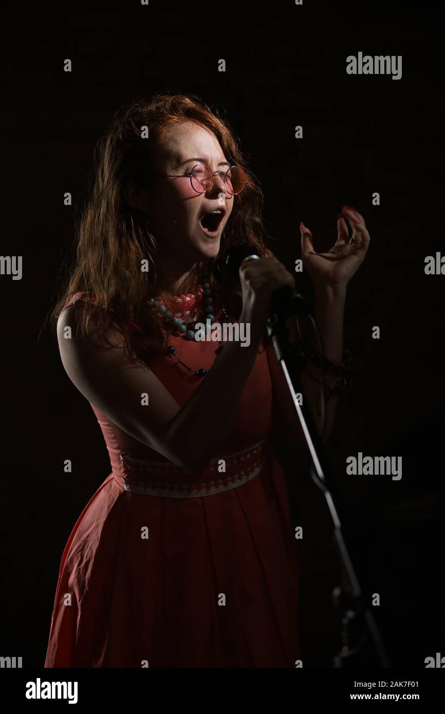 September 2019 A Janis Joplin Inspired Shoot With A Young Red Headed Woman In The Studio In Bristol Stock Photo Alamy