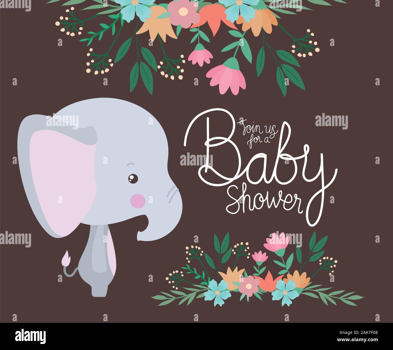 Baby shower invitation with elephant cartoon vector design Stock Vector ...