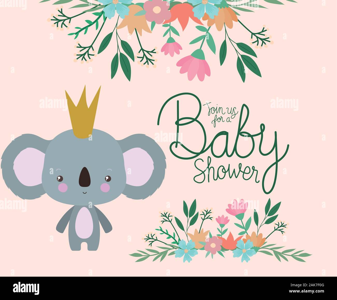 Baby shower invitation with koala cartoon vector design Stock Vector ...