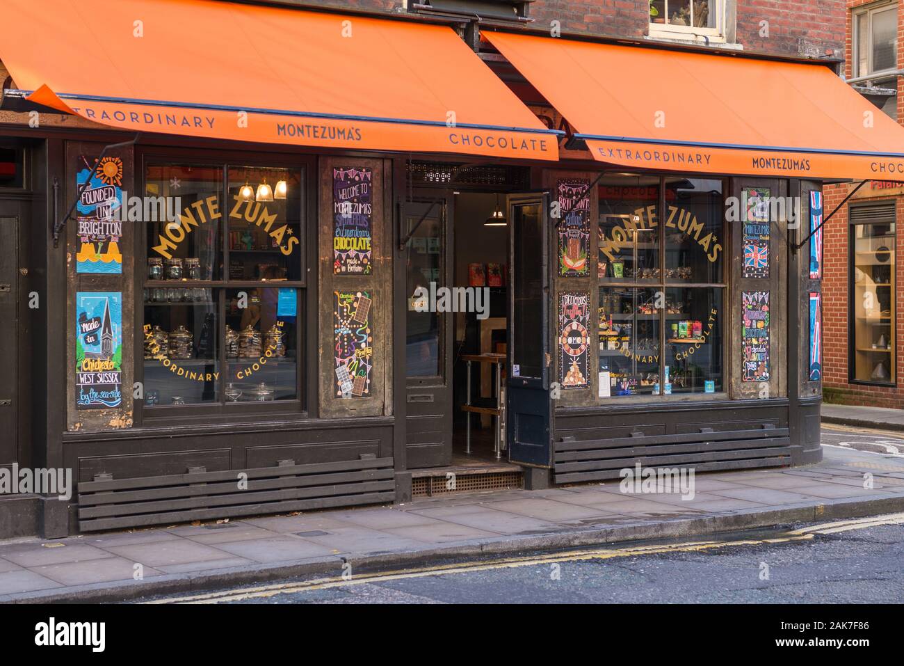 Montezuma's chocolate and confectionery shop, Brushfield Street, Spitalfields, London, England, UK Stock Photo