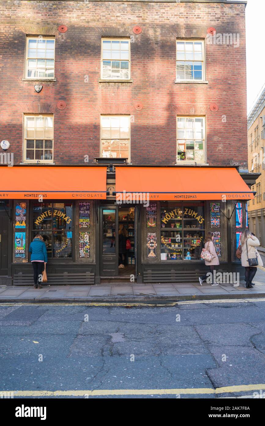 Montezuma's chocolate and confectionery shop, Brushfield Street, Spitalfields, London, England, UK Stock Photo