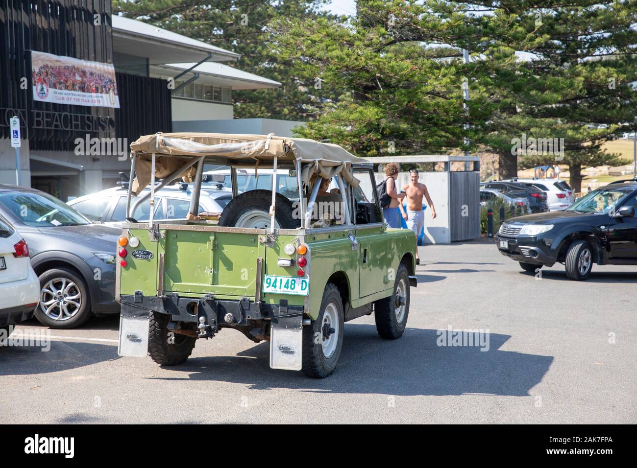 Landrover Defender with canvas soft top roof in Sydney,Australia Stock  Photo - Alamy