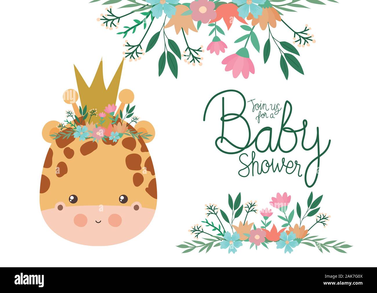Baby shower invitation with giraffe cartoon vector design Stock Vector ...