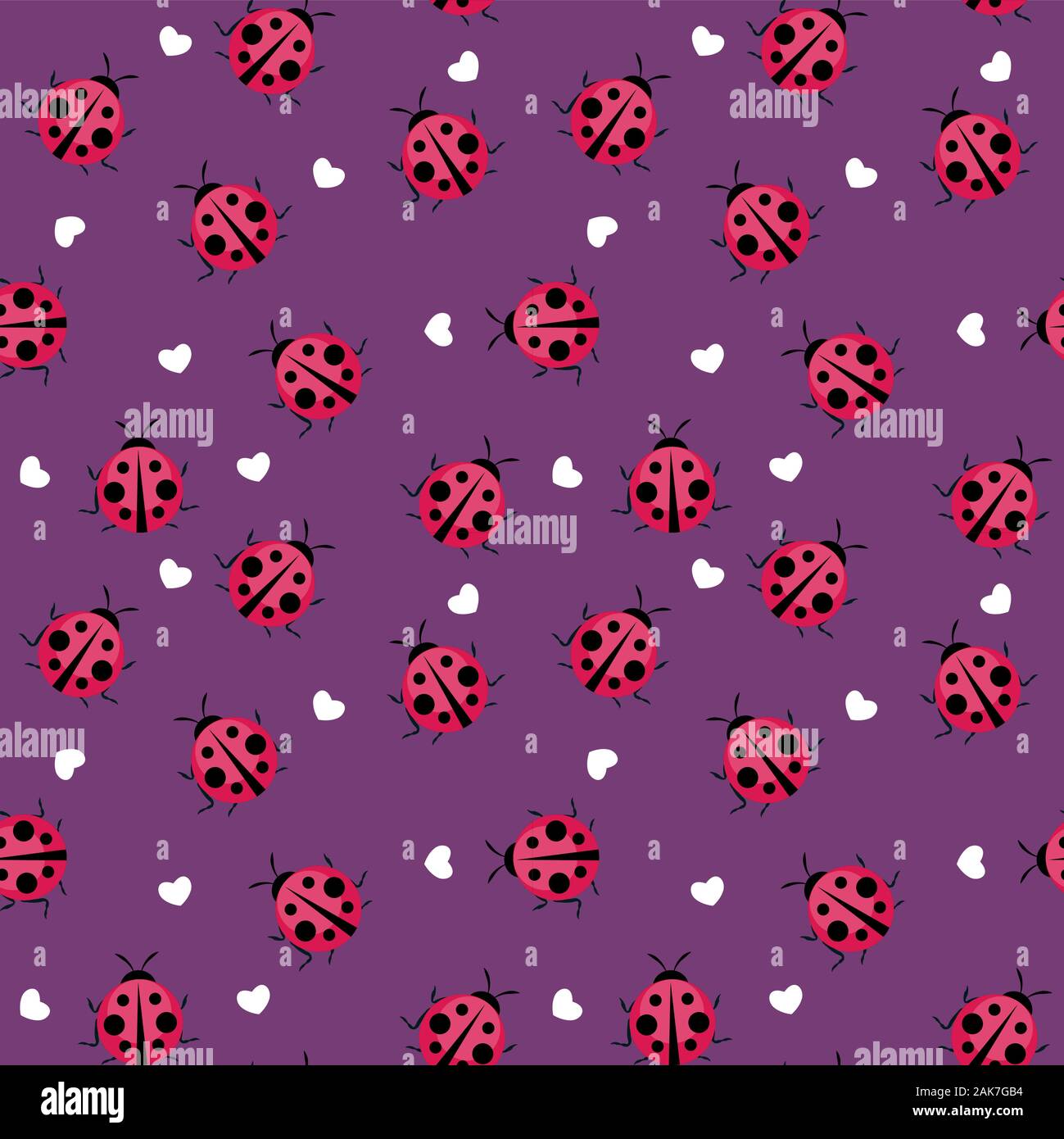 Cute Ladybug Seamless Pattern Background Vector Illustration Stock Vector