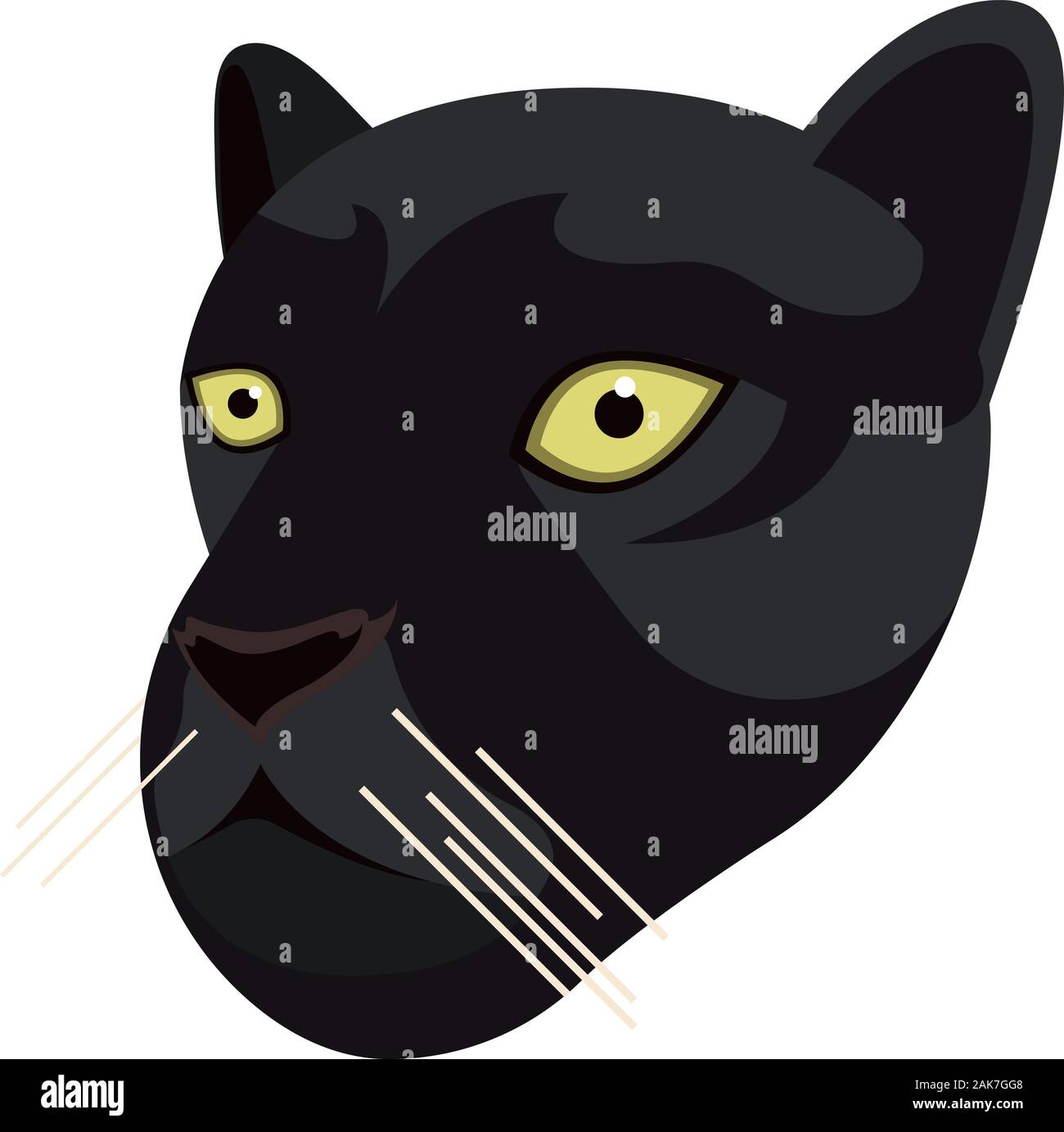 Black panther portrait made in unique simple cartoon style. Vector head of black leopard or jaguar. Isolated icon for your design. Vector illustration Stock Vector