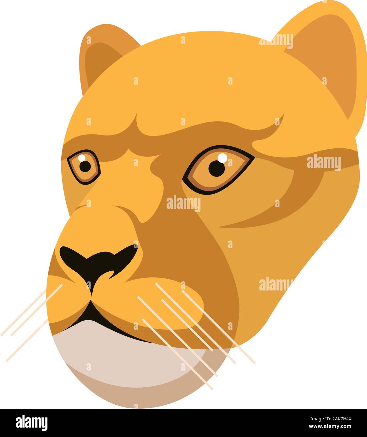 Lioness portrait made in unique simple cartoon style. Head of lion. Isolated icon for your design. Vector illustration Stock Vector
