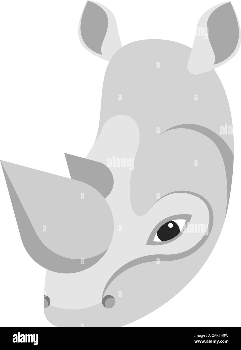 Rhinoceros portrait made in unique simple cartoon style. Head of rhino. Isolated icon for your design. Vector illustration Stock Vector