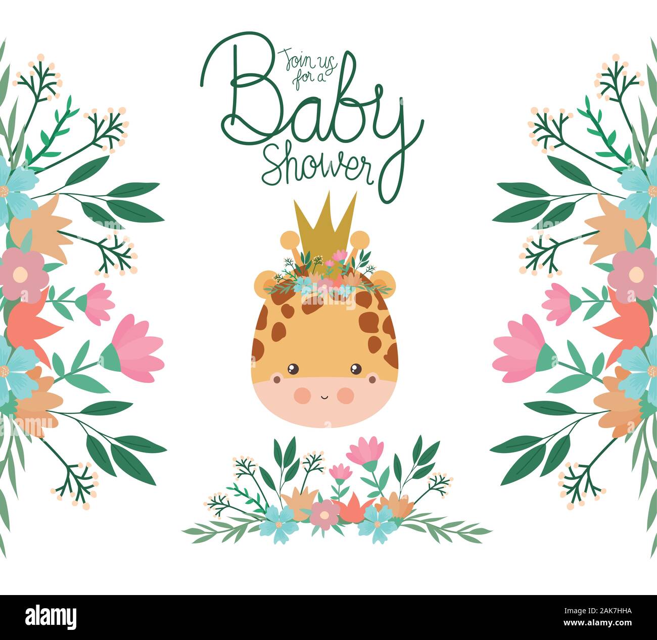 Baby shower invitation with giraffe cartoon vector design Stock Vector ...