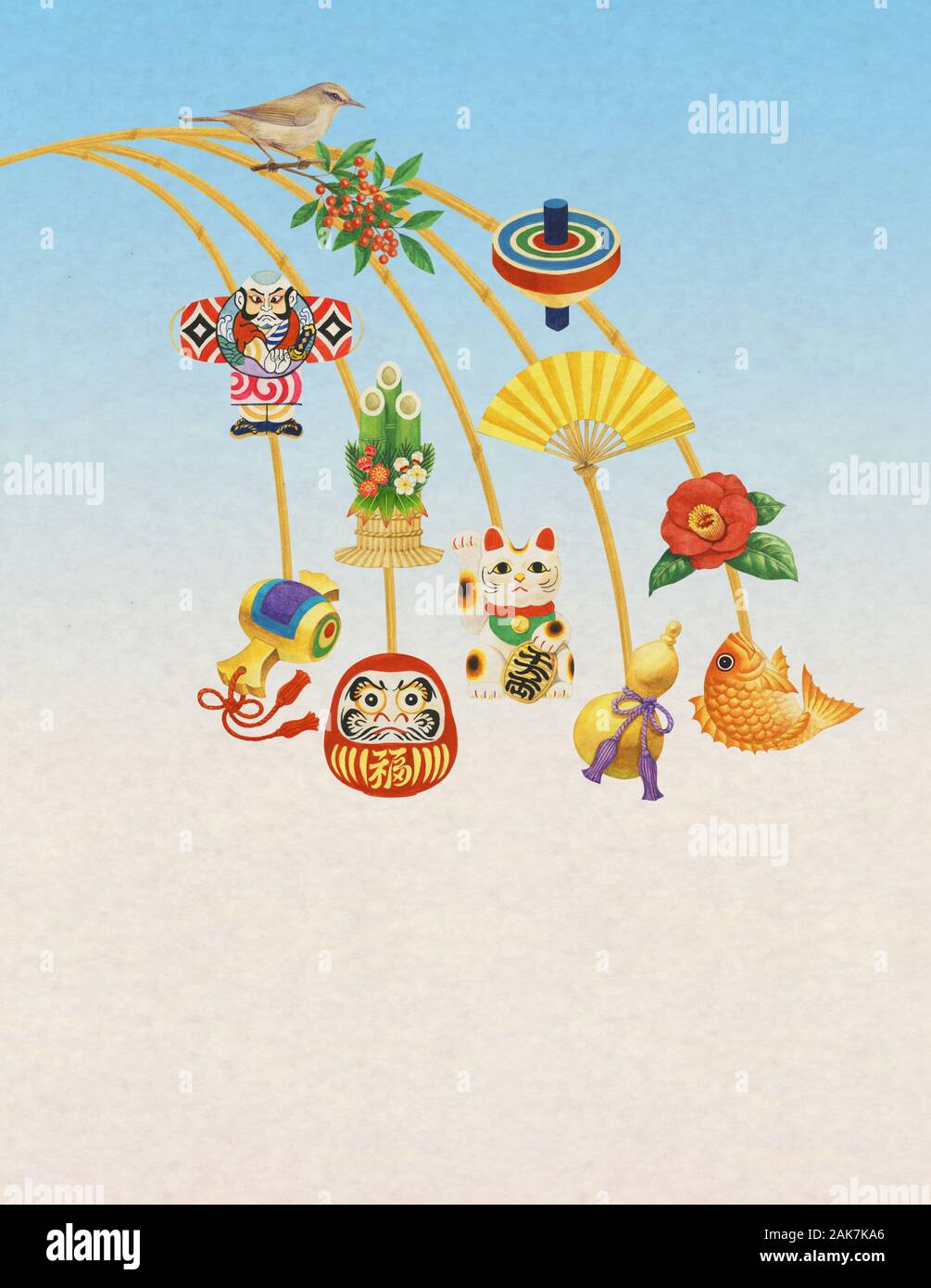 Japanese traditional decorations illustration Stock Photo Alamy