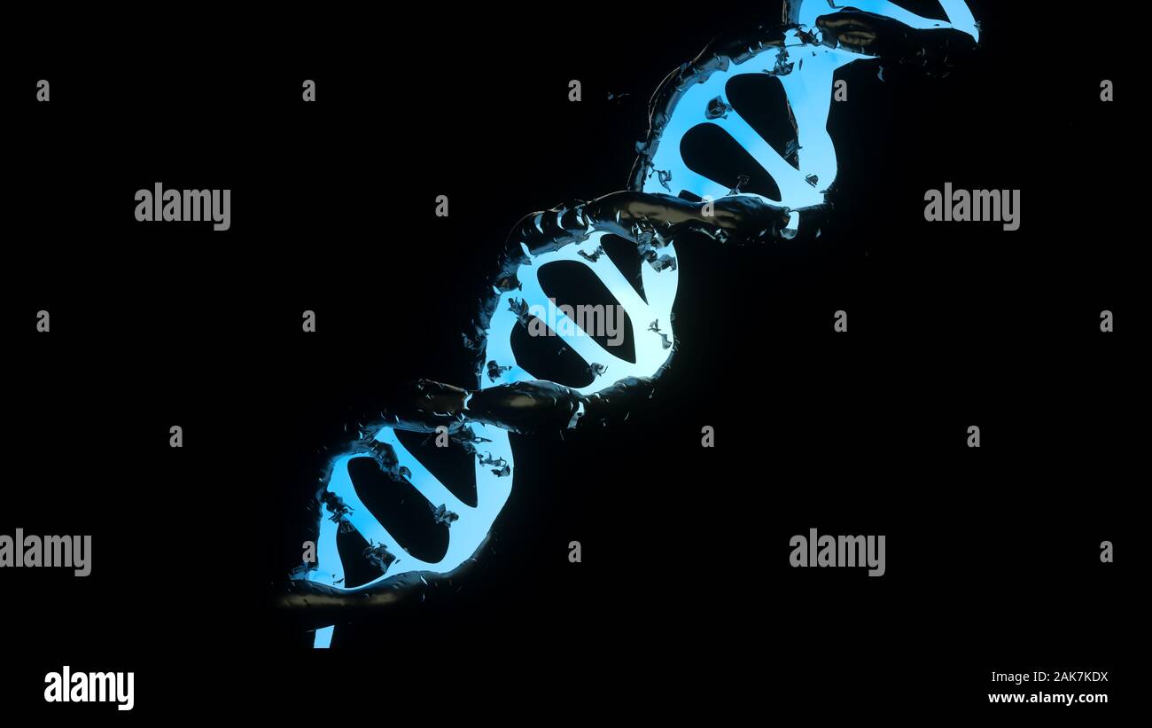 Great looking DNA isolated against black background. 3D Rendering. Stock Photo