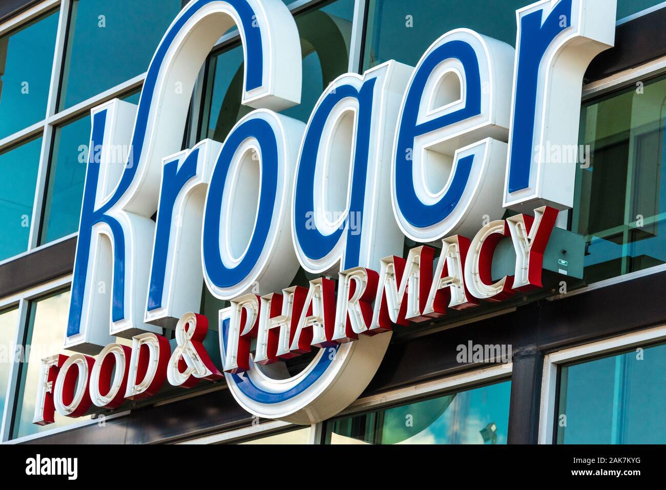 The Kroger Co. is the largest supermarket chain in the United States and the second largest overall retailer, only behind the retailing giant, Walmart. Stock Photo