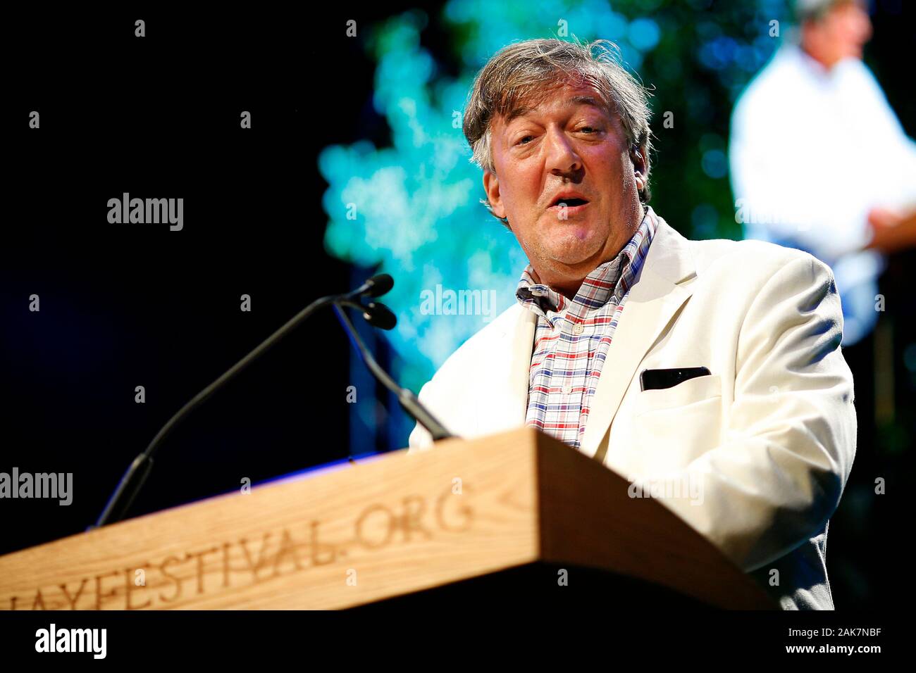Stephen Fry, Hay-On-Wye, Hay Festival,  23rd May 2015 Stephen Fry on an unexpected Royal visit, a tale from his latest Autobiography ©PRWPhotography Stock Photo
