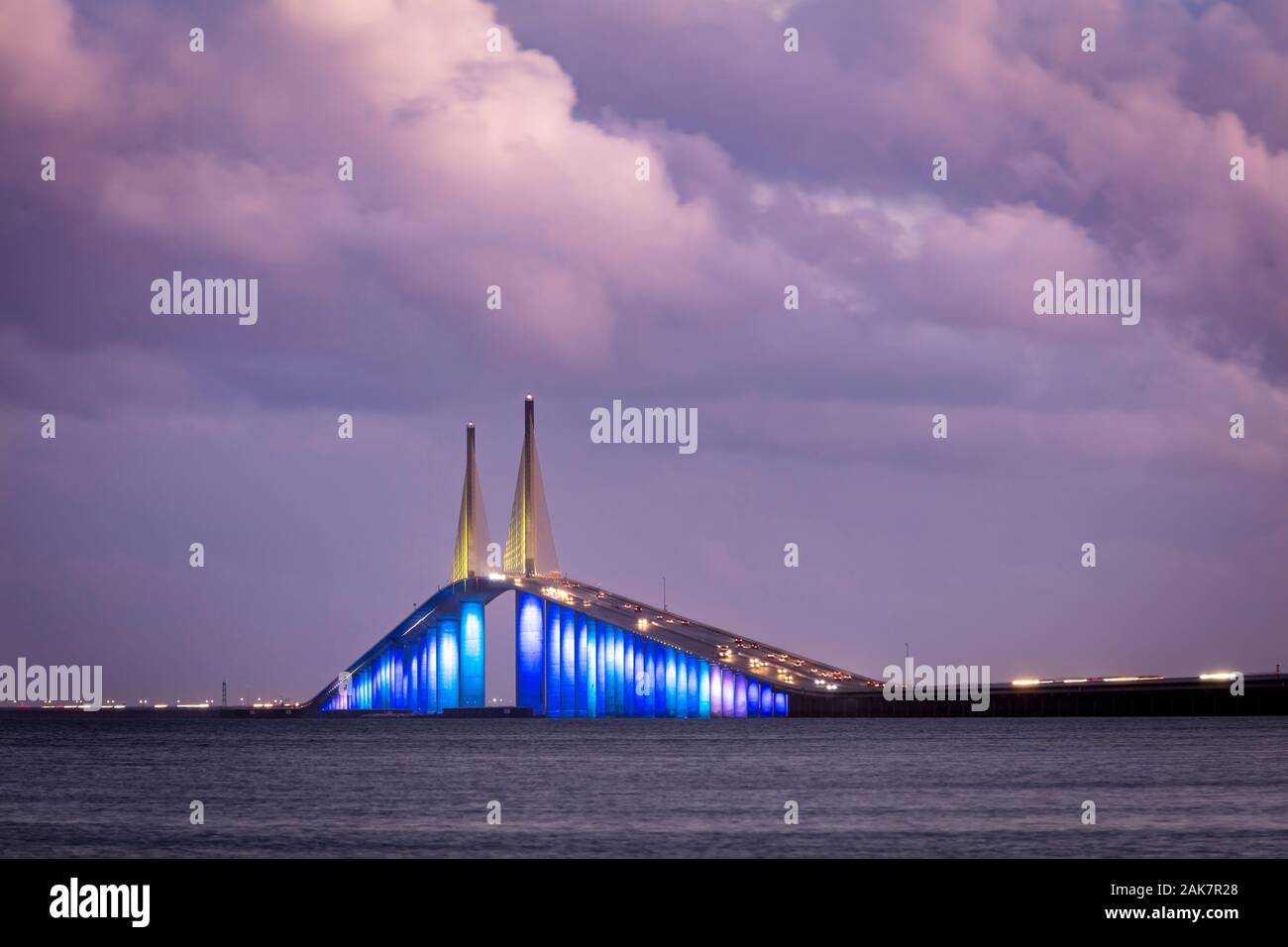 The Bob Graham Sunshine Skyway Bridge - a Cable-Stayed Bridge crossing Tampa Bay connecting St. Petersburg and Bradenton, Florida, USA Stock Photo