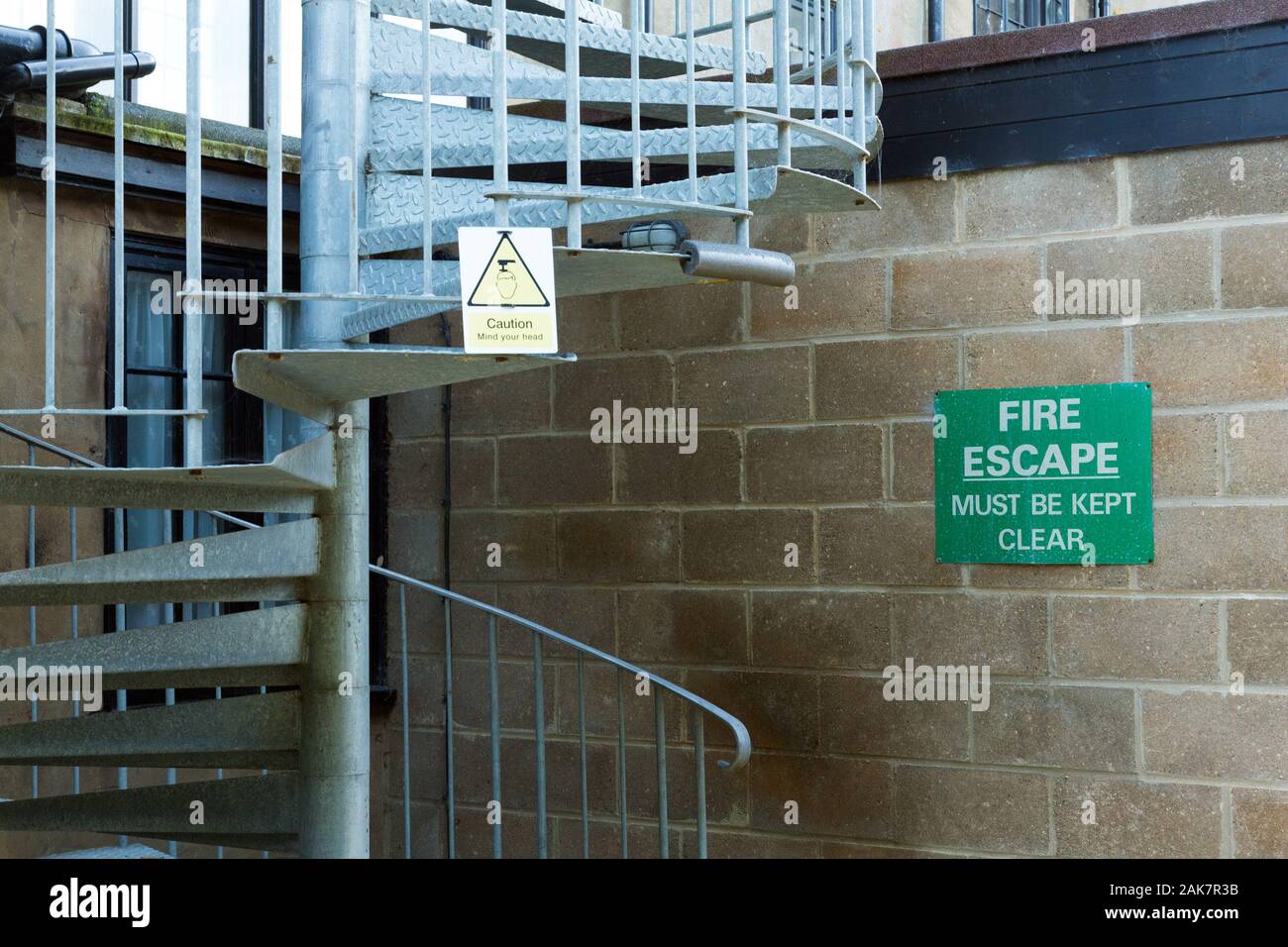 Fire escape stairs outside building Stock Photo