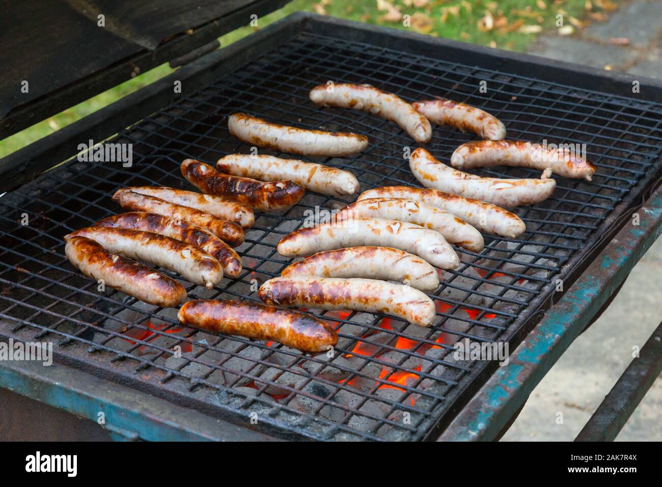 sausages on barbecue Stock Photo