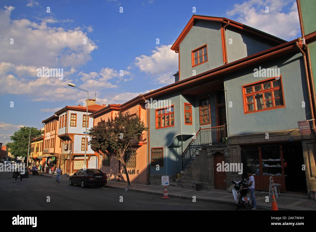 some Old Houses and street Afyon, Turkey Stock Photo